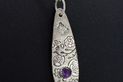 SterlingSilverTexturedFloralAmethystDrop